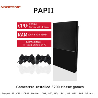 Anbernic PAP II เกมคอนโซลวิดีโอเกม 128MB 64GB-TF การ์ด 5200 เกมย้อนยุค 4K HDMI 1280*720 Double Gamepad PS1 CPS1 CPS2 Neo Geo GBA SFC MD FC Gbgbc SMS GG