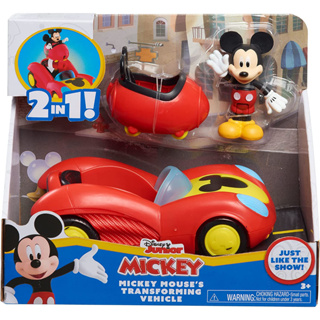 Disney Junior Mickey Mouse Funhouse Transforming Vehicle, Mickey Mouse, Red Toy Car, Preschool, by Just Play Disney Junior รถของเล่น มิกกี้เมาส์ สีแดง สําหรับเด็กก่อนวัยเรียน