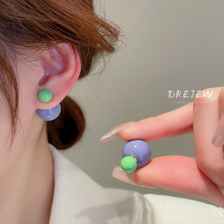 DREJEW  เกาหลี ดองแดมุน บอล ลูกปัด ต่างหู บุคลิกภาพ ที่เรียบง่าย อเนกประสงค์ สด ต่างหูกระดุม ใหม่ ต่างหูผู้หญิง