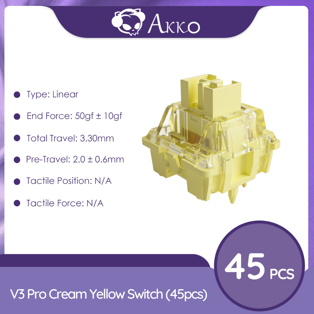 มาใหม่-45-ชิ้น-akko-v3-สวิตช์-pro-สีเหลืองครีม-5-pin-50gf-akko-v3-pro-cream-yellow-สวิตช์เชิงเส้น-พร้อมก้านกันฝุ่น-เข้ากันได้กับคีย์บอร์ด-mx-mechanical-45-ชิ้น