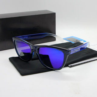 แว่นตากันแดด UV400 เลนส์โพลาไรซ์ เนื้อแมตต์ สีฟ้า สําหรับขับรถจักรยานเสือภูเขา