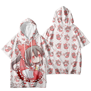 เสื้อยืด มีฮู้ด ลายการ์ตูนอนิเมะ Touhou Project Hakurei Reimu สําหรับผู้ชาย ผู้หญิง วัยรุ่น