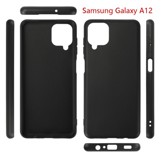 เคส Samsung Galaxy A12 สีดํา นิ่ม TPU ซิลิโคน ป้องกันเต็มรูปแบบ