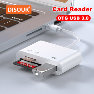 Disour OTG 3.0 อะแดปเตอร์ USB 2.0 3.0 Type-C การ์ดรีดเดอร์ TF รองรับการ์ด SD U-Disk Micro USB-C เอาท์พุต 8Pin สําหรับแล็ปท็อป สมาร์ทโฟน