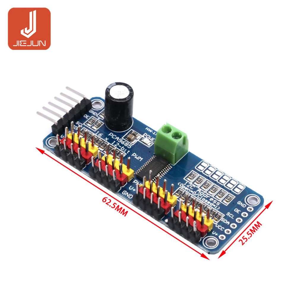 โมดูลไดรเวอร์เซอร์โว 16 ช่อง 12-Bit PWM I2C PCA9685 สําหรับบอร์ด ...