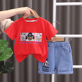 ชุดเสื้อยืด กางเกงขาสั้น พิมพ์ลายการ์ตูนมิกกี้ ลําลอง เหมาะกับฤดูร้อน สําหรับเด็กผู้ชาย และเด็กผู้หญิง อายุ 0-5 ปี จํานวน 2 ชิ้น ต่อชุด