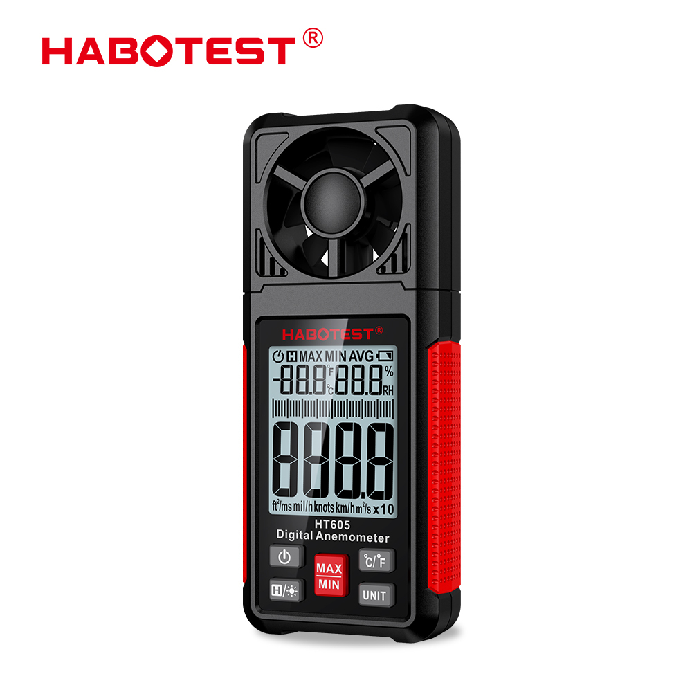 habotest-ht605-เครื่องวัดความเร็วลมดิจิทัล-และอุณหภูมิ-และความชื้น-สําหรับวัดความเร็วลม-max-min-avg