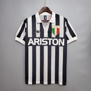 เสื้อกีฬาแขนสั้น ลายทีมชาติฟุตบอล Juventus 82-84 ชุดเหย้า คุณภาพสูง สไตล์เรโทร