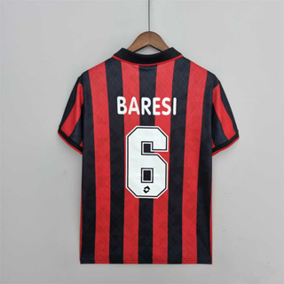 เสื้อกีฬาแขนสั้น ลายทีมชาติฟุตบอล AC Milan BAGGIO 95-96 ชุดเหย้า คุณภาพสูง สไตล์วินเทจ