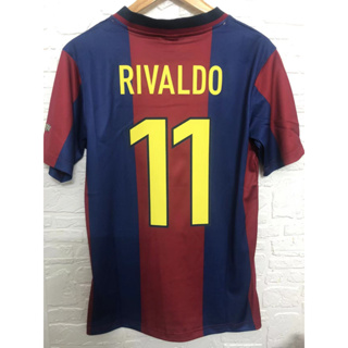 เสื้อยืด พิมพ์ลายฟุตบอล Barcelona RIVALDO GUARDIOLA 98-99 คุณภาพสูง สไตล์เรโทร สําหรับบ้าน