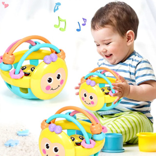 ของเล่นเด็กแรกเกิด เขย่าแล้วมีเสียงดนตรี ลูกบอลยางกัด มีไฟกระพริบ สําหรับเด็กวัยหัดเดิน อายุ 3-18 เดือน