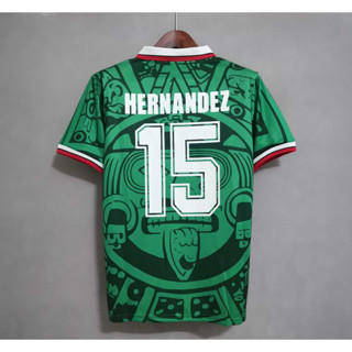 เสื้อกีฬาแขนสั้น ลายทีมชาติฟุตบอล Mexico BLANCO HERNANDEZ 1998 ชุดเหย้า คุณภาพสูง สไตล์เรโทร