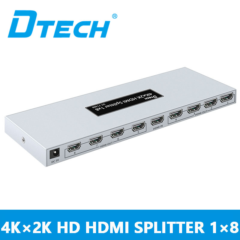 dtech-4k-hdmi-splitter-1-8-รองรับอุปกรณ์อินพุต-hdmi-ทั้งหมด-1-เข้า-8-ออก-340mhz-3-4gbps-แบนด์วิดท์สัญญาณ-hdmi