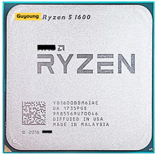 Yzx Ryzen 5 1600 R5 1600 3.2 GHz ซ็อกเก็ตเกมมิ่งเซน 0.014 สิบสองเกลียว 65W CPU Processor YD1600BBM6IAE Socket AM4