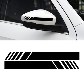 สติกเกอร์ไวนิล สะท้อนแสง ติดกระจกมองหลังรถยนต์ ยานพาหนะ DIY สีดํา 2 ชิ้น