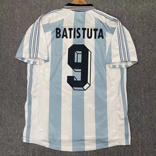 เสื้อกีฬาแขนสั้น ลายทีมชาติฟุตบอล Argent-tina BATISTUTA ORTEGA 1998 ชุดเหย้า สไตล์เรโทร คุณภาพดี
