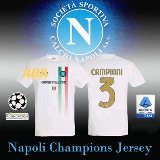 เสื้อกีฬาแขนสั้น ลายทีมชาติฟุตบอล Napoli Serie A Victory 22-23 ชุดเหย้า สีขาว คุณภาพสูง สําหรับผู้ชาย ไซซ์ S - 3XL