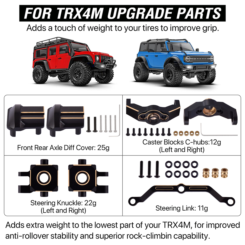 บล็อกลูกล้อพวงมาลัย-ทองเหลือง-สําหรับอัพเกรดรถไต่หินบังคับ-trx4m-traxxas-trx-4m-1-18