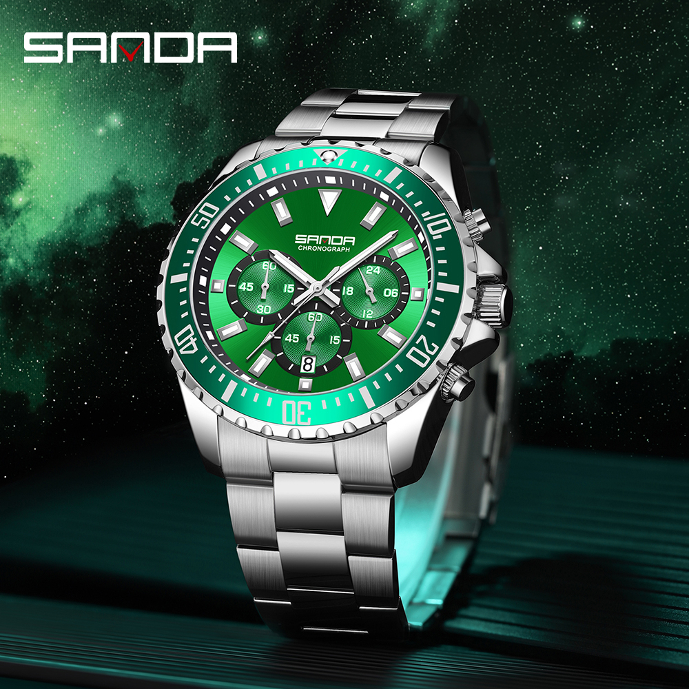 sanda-นาฬิกาข้อมือควอตซ์แฟชั่น-สายแสตนเลส-กันน้ํา-มีปฏิทิน-หรูหรา-สําหรับบุรุษ