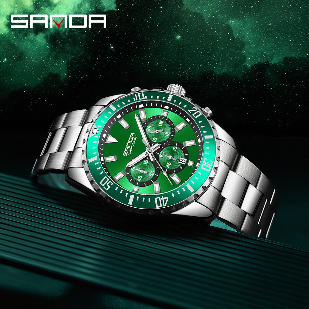 sanda-นาฬิกาข้อมือควอตซ์แฟชั่น-สายแสตนเลส-กันน้ํา-มีปฏิทิน-หรูหรา-สําหรับบุรุษ