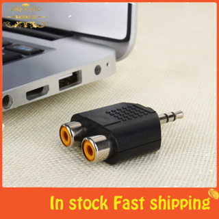 3.5 mm Stereo Jack Socket to 2 RCA Plug Mono Audio อะแดปเตอร์