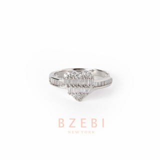 Bzebi แหวนหัวใจ Jewelry แหวนเงินแท้ 925 ฝังเพชรสวิส กันสนิม ปรับได้ เครื่องประดับแฟชั่น สําหรับผู้หญิง เครื่องประดับพรีเมี่ยม คุณภาพสูง พร้อมกล่อง 1217r