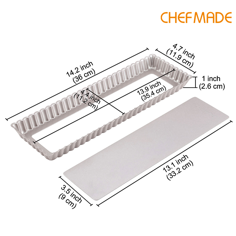 chefmade-แม่พิมพ์ทาร์ต-ทรงสี่เหลี่ยมผืนผ้า-14-นิ้ว-ถอดออกได้-ไม่ติดผิว-สําหรับทําเบเกอรี่-wk9831