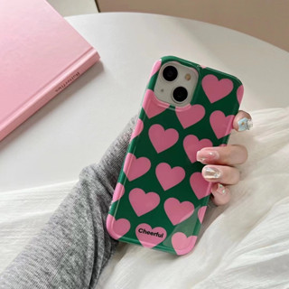 เคสโทรศัพท์มือถือ ลายหัวใจ สีเขียว สําหรับ iPhone 11 12 12pro 12promax 13 13pro 13promax 14 14pro 14promax