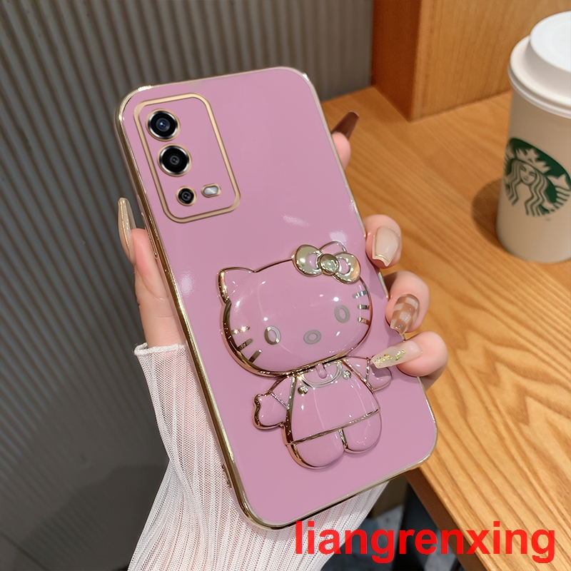 เคสโทรศัพท์มือถือ-ซิลิโคนนิ่ม-กันกระแทก-ลายการ์ตูนคิตตี้-พร้อมกระจกแต่งหน้า-และที่ตั้งวาง-สําหรับ-oppo-a55-4g-ddjzm01