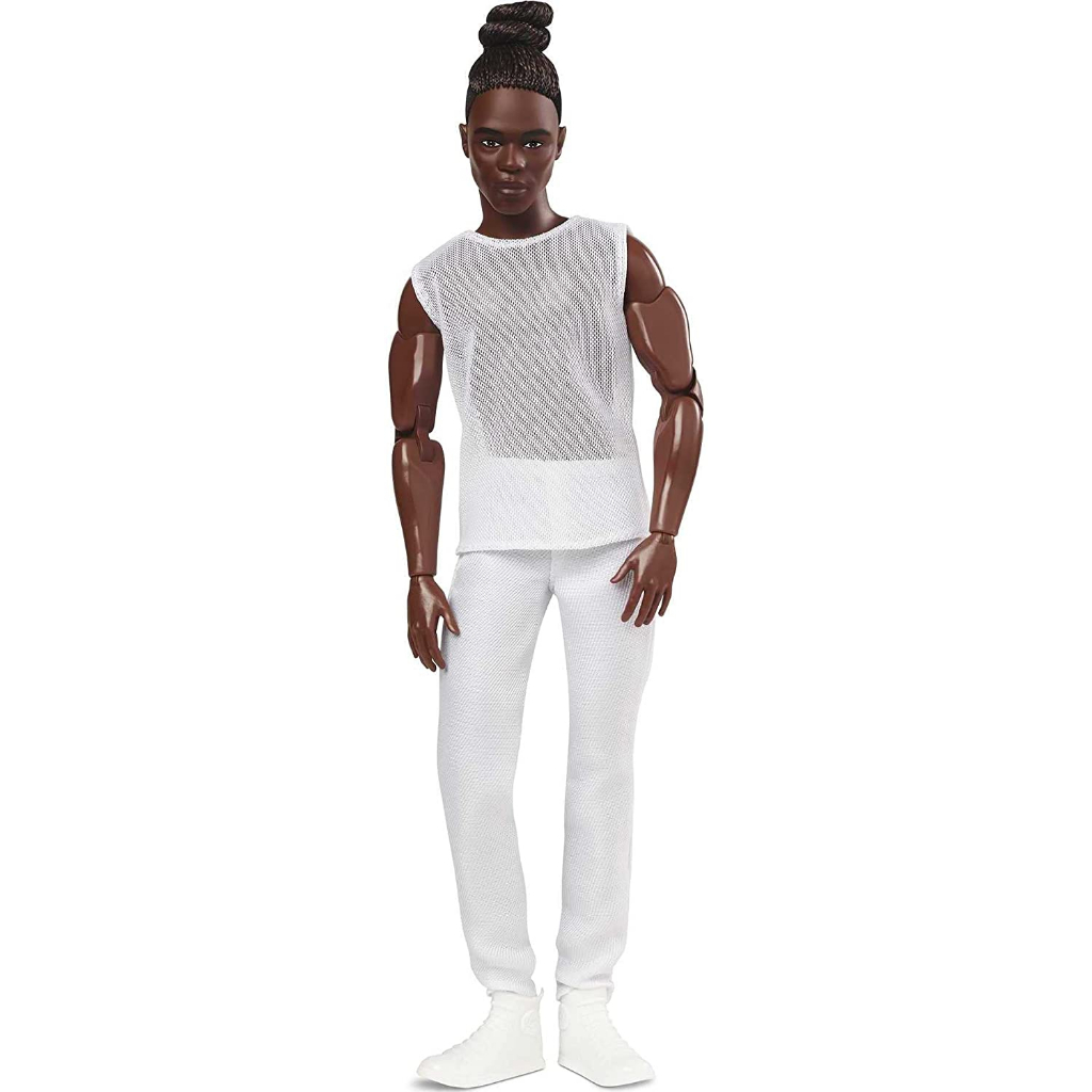 barbie-signature-looks-ken-doll-brunette-with-braids-amp-bun-hairstyle-fully-posable-fashion-doll-wearing-white-shirt-amp-pants-gxl14-ตุ๊กตาบาร์บี้-signature-looks-ken-doll-brunette-with-braids-amp-bu