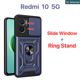 เคส Redmi 10 5G 4G 10C 10A 9C 9T 9A 9 Case หน้าต่างบานเลื่อน การป้องกันกล้อง ขาตั้งแหวนโลหะ เคสแข็ง เคส redmi10 5g เคส redmi 10 10A 10C redmi 9 9A 9C 9T เคส