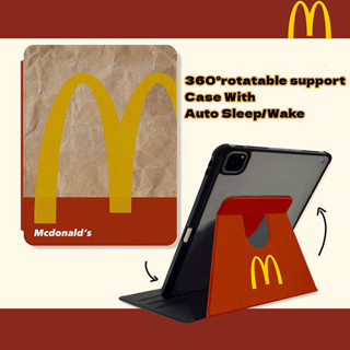 เคส ลาย McDonalds พร้อมช่องใส่ดินสอ สําหรับ iPad 10 9 8 7 Gen iPad 10.9 10.2 iPad Air Mini 1 2 3 4 5 6 iPad Pro 2018 2020 2021 9.7 11 12.9 360 ° Su หมุนได้