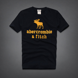 Abercrombie Fitch เสื้อยืดแขนสั้น ผ้าฝ้าย ทรงหลวม ลายกวางน้อย เทรนด์สําหรับผู้ชาย 11FS5