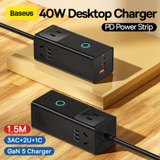 Baseus อะแดปเตอร์ปลั๊กไฟดิจิทัล USB C 40 30W 3AC ปลั๊ก ควบคุมแบบสัมผัส
