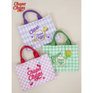 Chupa Chups กระเป๋าถือ กระเป๋าใส่กล่องอาหารกลางวัน ลายดอกไม้ สไตล์เกาหลีใต้วงแขน