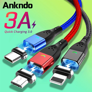 Ankndo สายชาร์จโทรศัพท์แม่เหล็ก Micro USB ประเภท C 1 เมตร