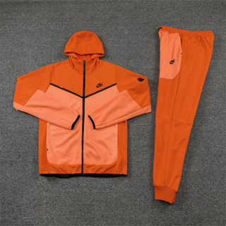 เสื้อแจ็กเก็ตกีฬา มีฮู้ด สีส้ม เหมาะกับใส่เทรนนิ่งกลางแจ้ง สําหรับผู้ชาย