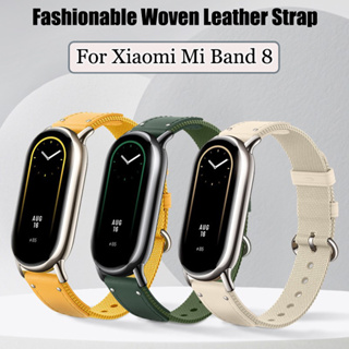 สายนาฬิกาข้อมือ สายหนังถัก ไนล่อน แบบเปลี่ยน สําหรับ Xiaomi Mi Band 8 Band8