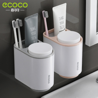 Ecoco ที่วางแปรงสีฟัน ยาสีฟัน แบบแม่เหล็ก 2 ช่อง เรียบง่าย สําหรับห้องน้ํา