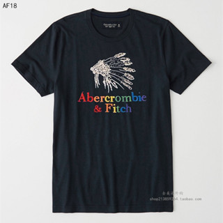 เสื้อยืดแขนสั้นลําลอง คอกลม ผ้าฝ้าย พิมพ์ลาย Abercrombie Fitch สําหรับผู้ชาย