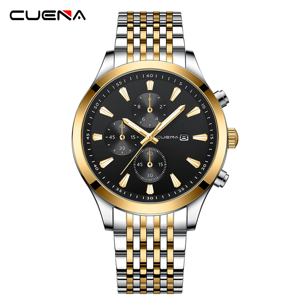 cuena-ของแท้-นาฬิกาข้อมือควอตซ์แฟชั่น-สายแสตนเลส-กันน้ํา-สไตล์ธุรกิจ-สําหรับผู้ชาย-6053