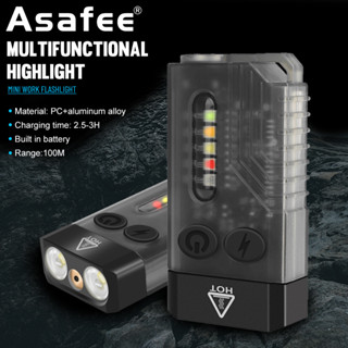 Asafee V10 L ไฟฉาย มัลติฟังก์ชั่น แบบพกพา ขนาดเล็ก สีแดง สว่างมาก TYPE-C ชาร์จ 1000LM ไฟฉายทํางาน