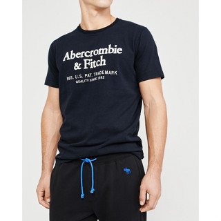 เสื้อยืดแขนสั้นลําลอง คอกลม พิมพ์ลายตัวอักษร Abercrombie Fitch สําหรับผู้ชาย