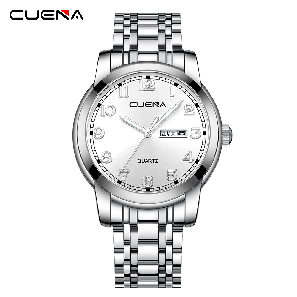 cuena-ของแท้-นาฬิกาข้อมือควอตซ์แฟชั่น-สายแสตนเลส-กันน้ํา-สไตล์ธุรกิจ-สําหรับผู้ชาย-6105