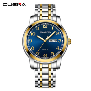 Cuena ของแท้ นาฬิกาข้อมือควอตซ์แฟชั่น สายแสตนเลส กันน้ํา สไตล์ธุรกิจ สําหรับผู้ชาย 6105