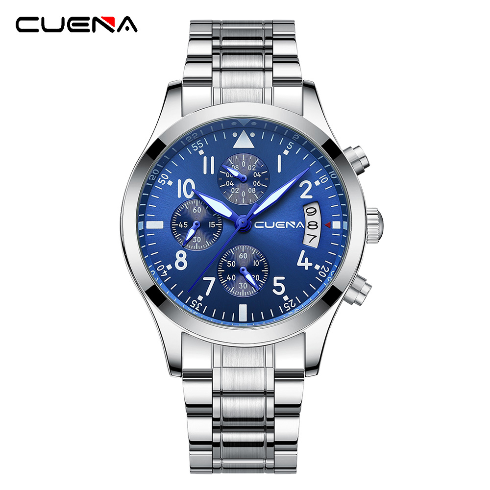 cuena-ของแท้-นาฬิกาข้อมือควอตซ์แฟชั่น-สายแสตนเลส-กันน้ํา-สไตล์ธุรกิจ-เรียบง่าย-สําหรับผู้ชาย-6090