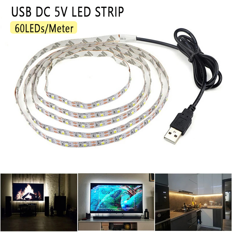 สายไฟนีออน LED DC 5V USB 2835 60LED M สีขาวอบอุ่น 5 เมตร 5V สําหรับ ...