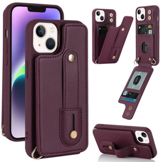 เคสโทรศัพท์มือถือ หนัง PU กันกระแทก พร้อมแหวนนิ้ว และช่องใส่บัตร สําหรับ iPhone 11 12 13 14 Pro Max