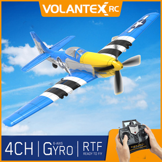 Volantexrc รีโมตคอนโทรลเครื่องบินบังคับ 2.4Ghz 4CH 6Axis Gyro Mustang P51D EPP ปีก 400 มม. Wingspan RC Airplane control Fixed Wing One Key 761-5 RTF