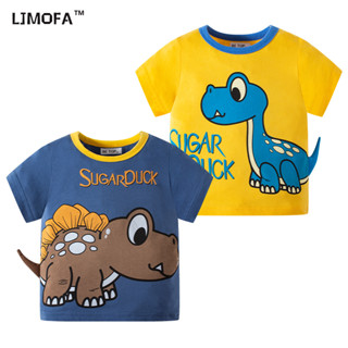 LJMOFA KIDS เสื้อยืดคอกลม แขนสั้น ผ้าฝ้ายแท้ แบบนิ่ม เป็นมิตรกับผิวหนัง แฟชั่นฤดูร้อน สําหรับเด็กผู้ชาย อายุ 1-9 ปี